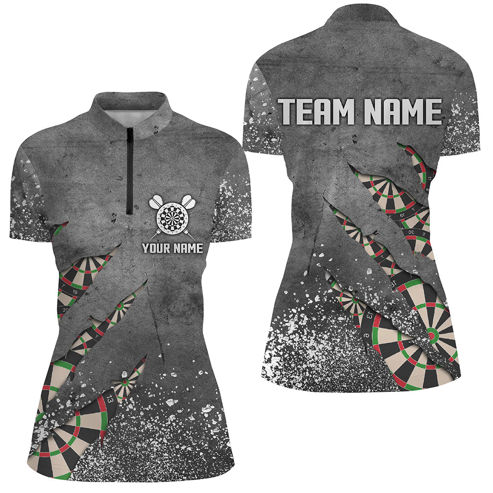 Paint Splash Grey Darts Quarter-Zip Custom Dart Team Dart
