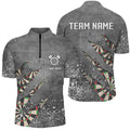 Paint Splash Grey Darts Quarter-Zip Custom Dart Team Dart