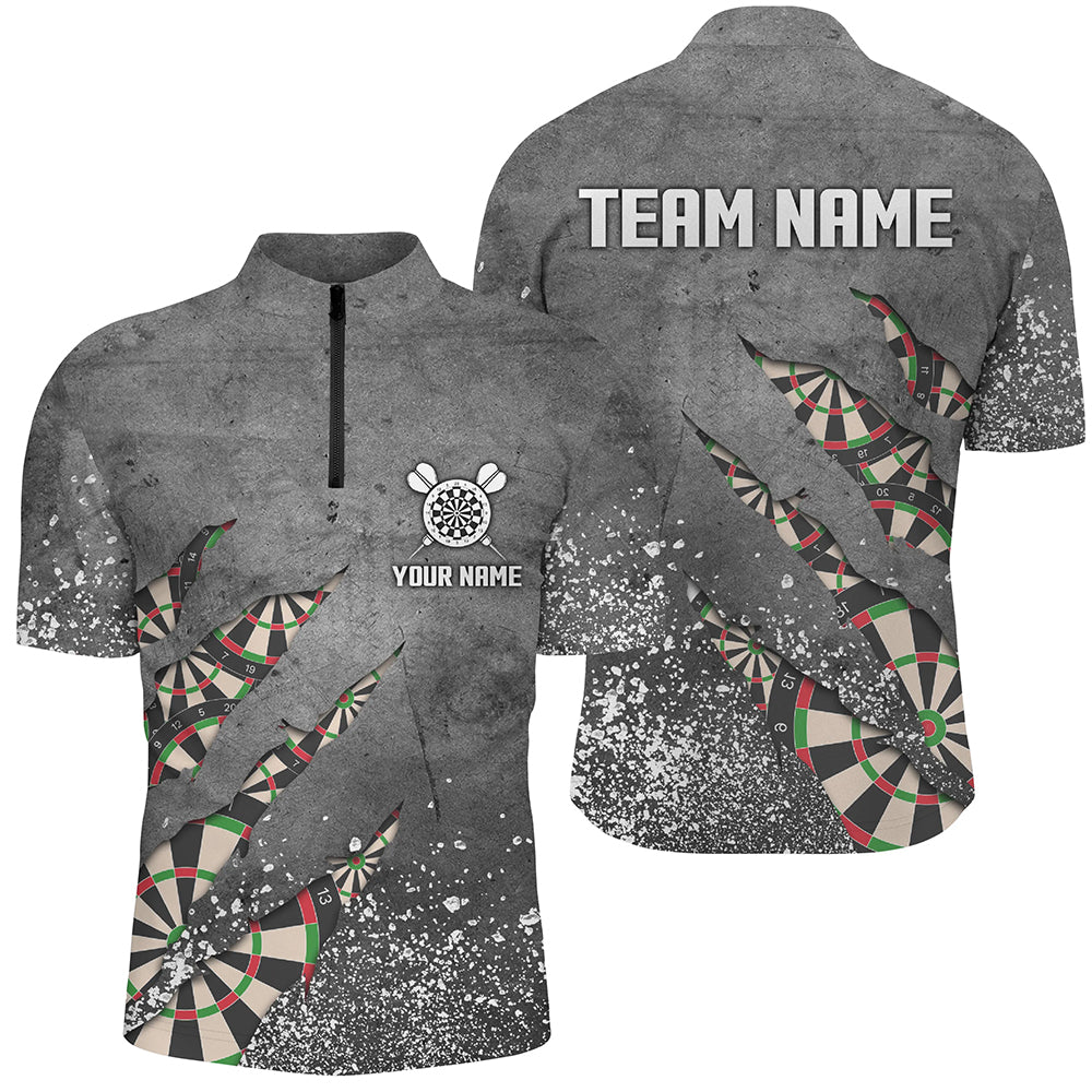 Paint Splash Grey Darts Quarter-Zip Custom Dart Team Dart