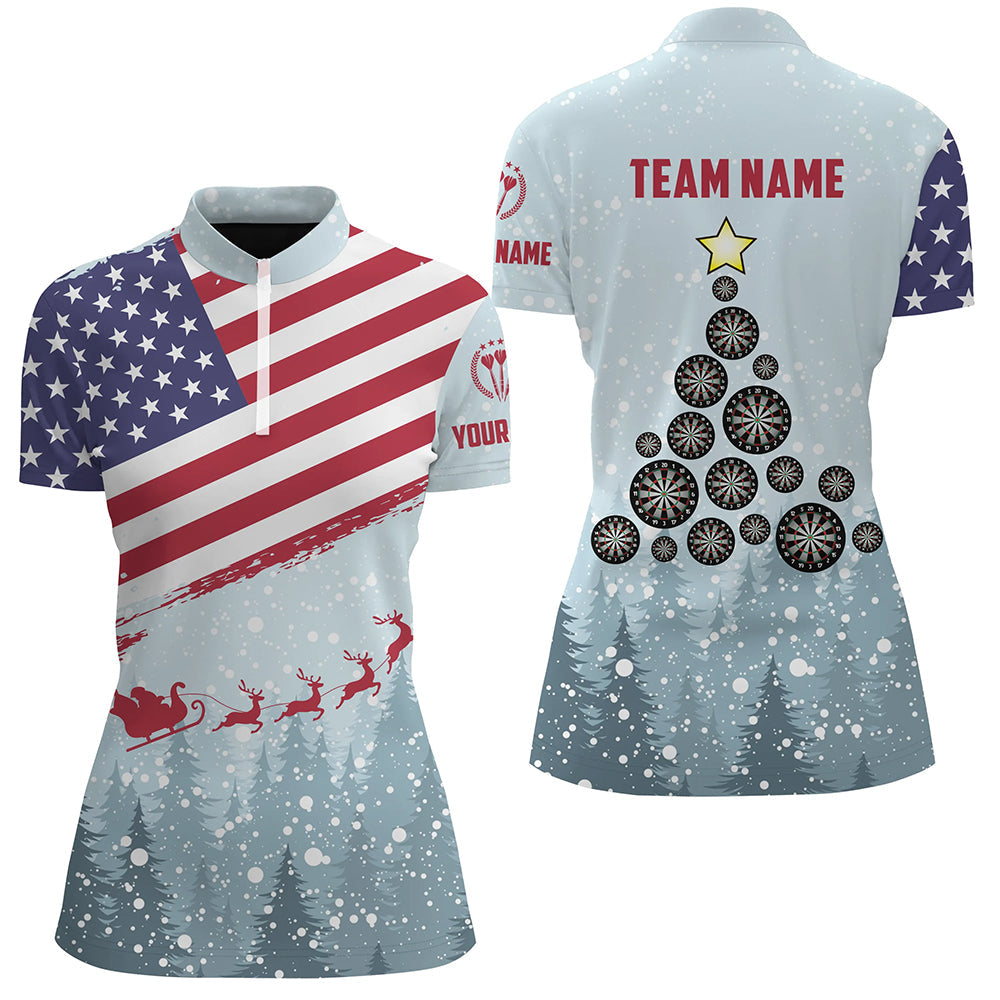 Christmas American Flag Darts Quarter-Zip Custom Patriotic Dart