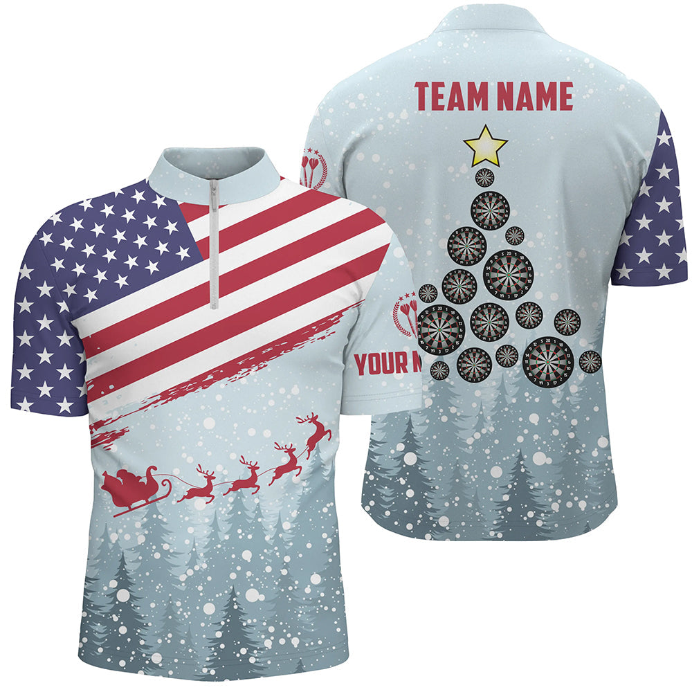 Christmas American Flag Darts Quarter-Zip Custom Patriotic Dart