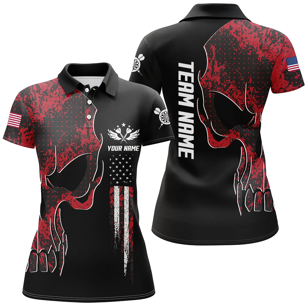 Red Grunge Camo American Flag Skull Darts Quarter-zip Patriotic Dart