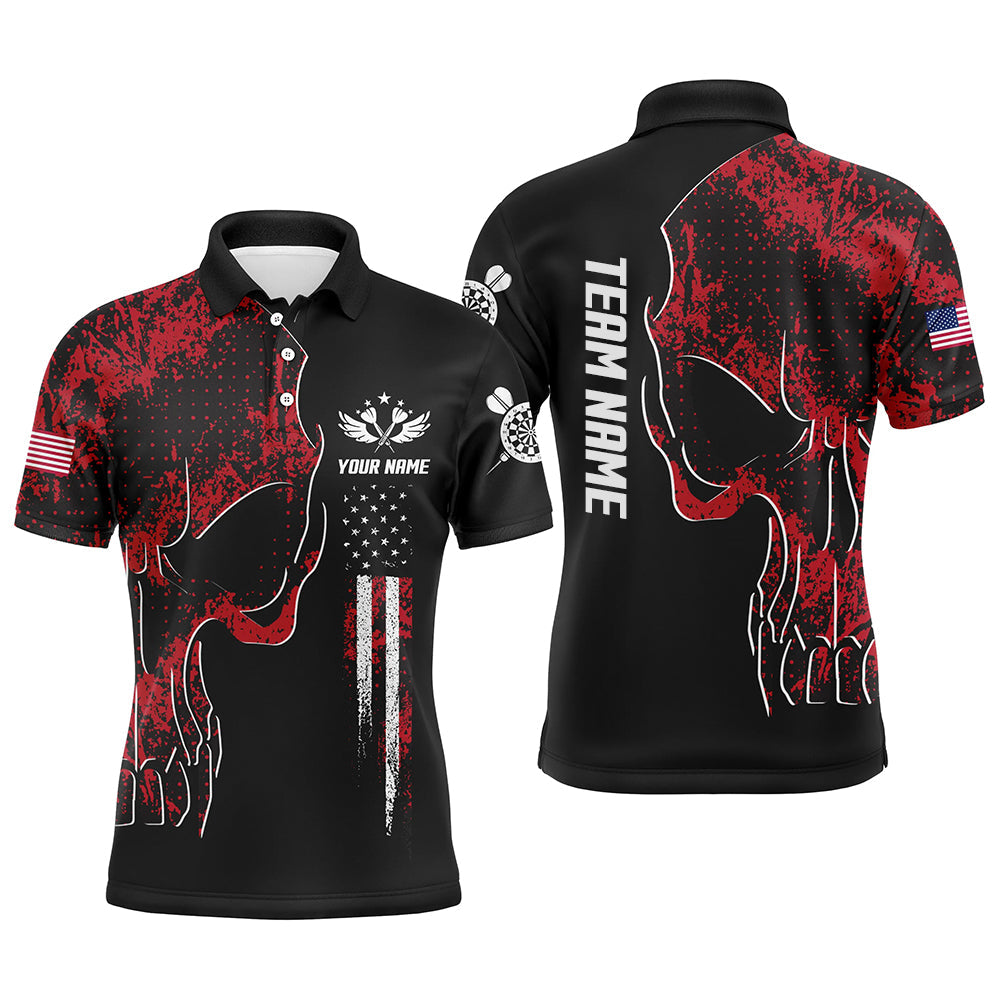 Red Grunge Camo American Flag Skull Darts Quarter-zip Patriotic Dart