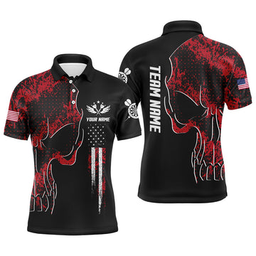 Red Grunge Camo American Flag Skull Darts Quarter-zip Patriotic Dart