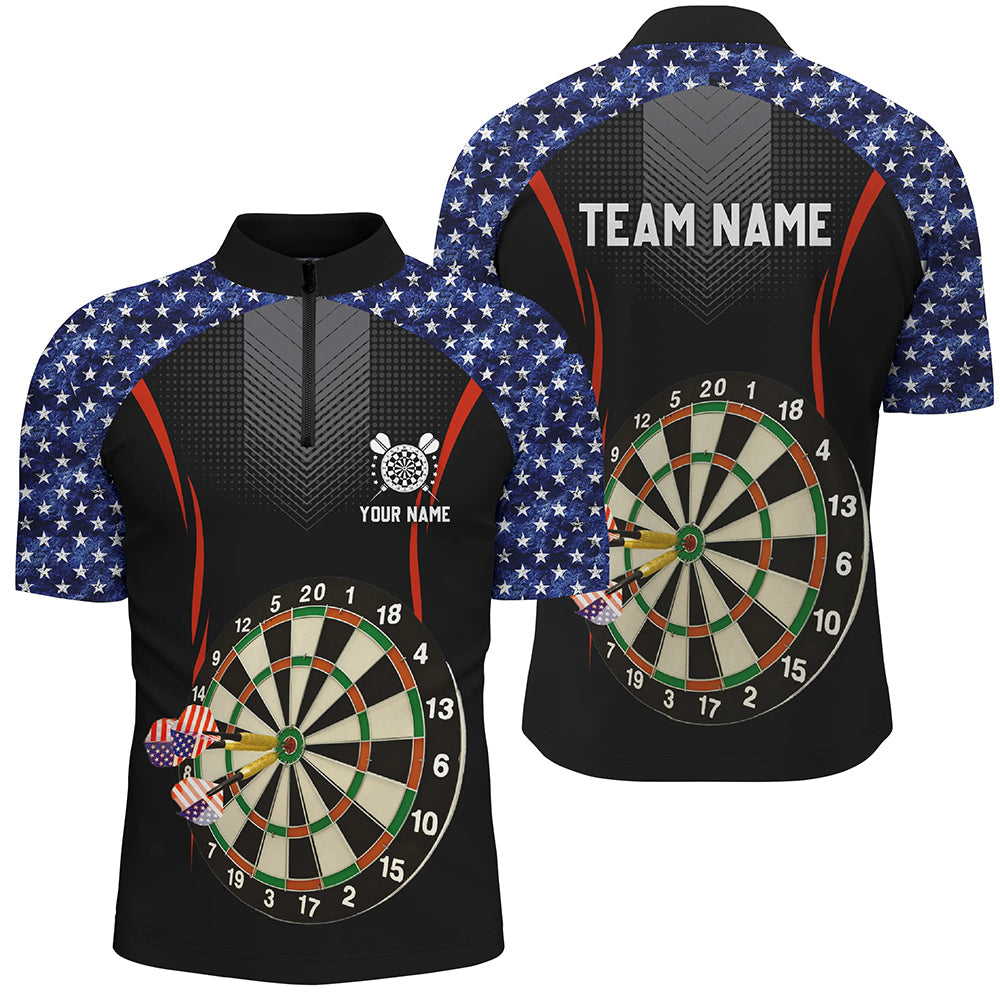 American Flag Darts Quarter-Zip With Name Patriotic Dart Dart