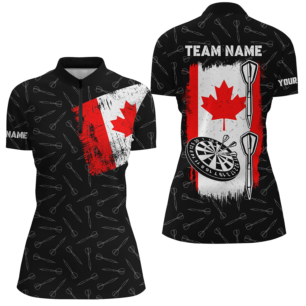 Canada Flag Darts Quarter-Zip Custom Patriotic Dart Dart Team