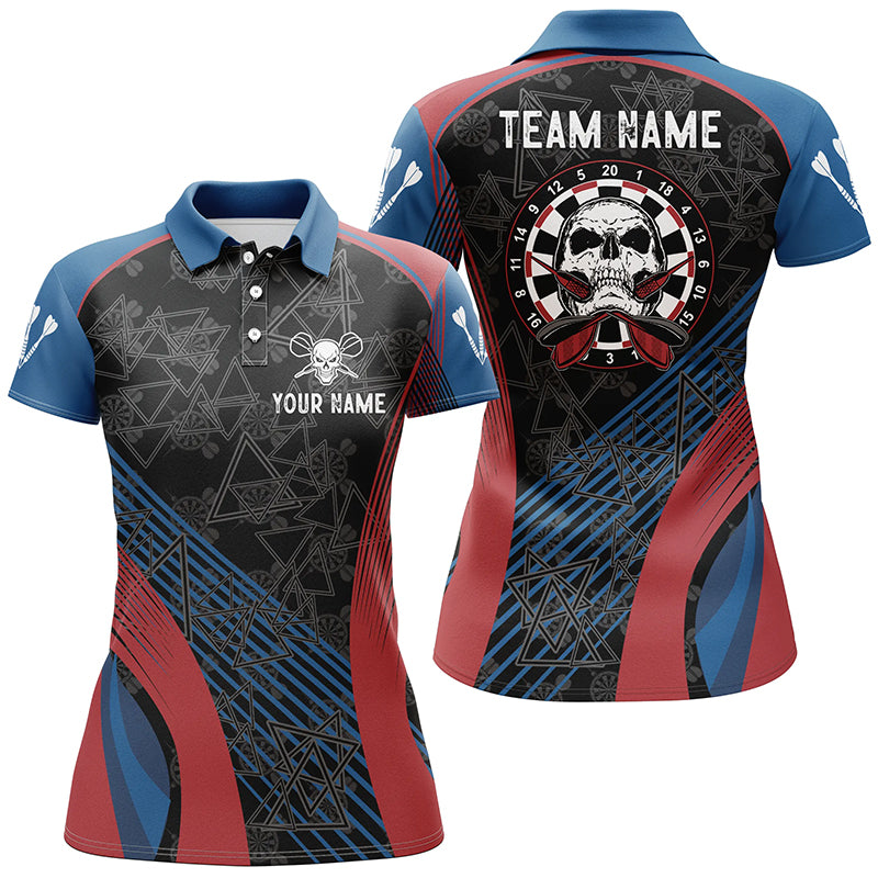 Blue Red Personalized Darts Quarter-Zip Custom Skull Women Dart Dart