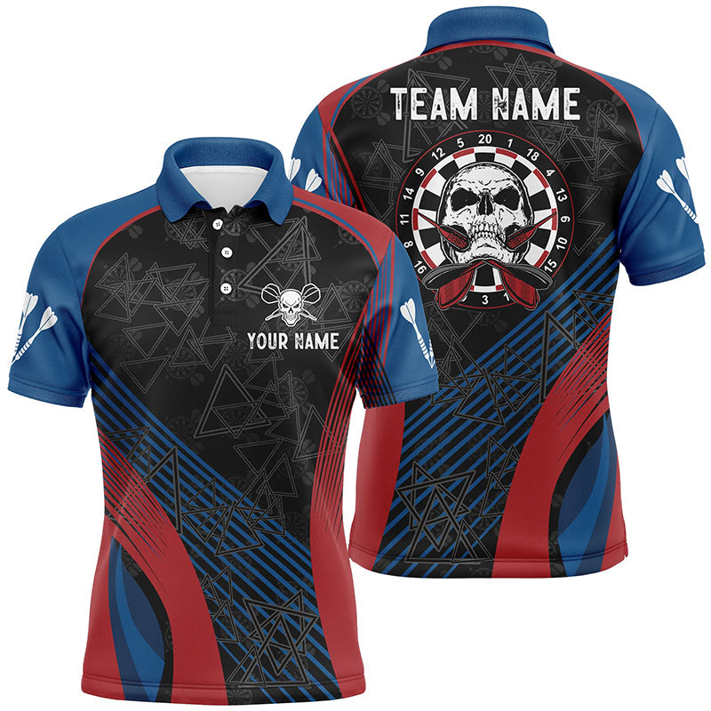 Blue Red Personalized Darts Quarter-Zip Custom Skull Women Dart Dart