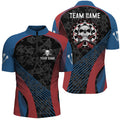 Blue Red Personalized Darts Quarter-Zip Custom Skull Women Dart Dart