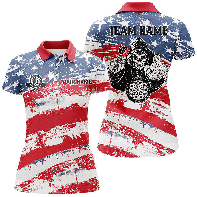 Retro American Flag Skull Darts Quarter-zip Custom Patriotic Darts