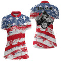 Retro American Flag Skull Darts Quarter-zip Custom Patriotic Darts