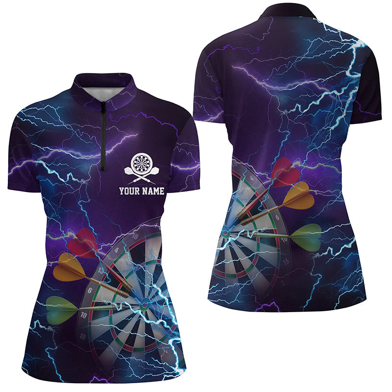 Personalized Thunder Lightning Blue Purple Darts Quarter-Zip Dart
