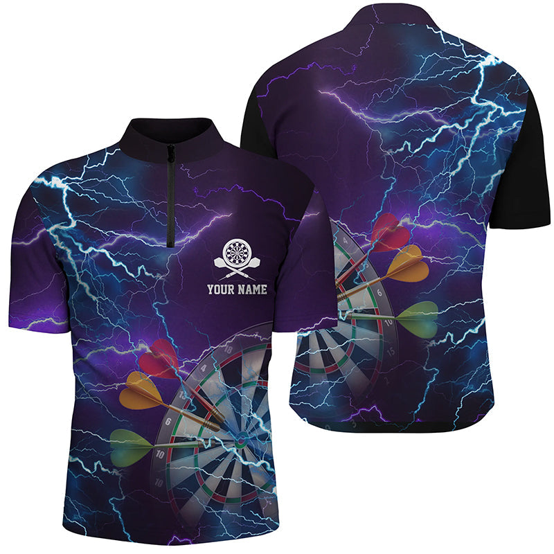 Personalized Thunder Lightning Blue Purple Darts Quarter-Zip Dart