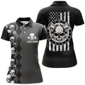 Black Grey Argyle Skull Darts Quarter-Zip American Flag Patriotic Women Darts
