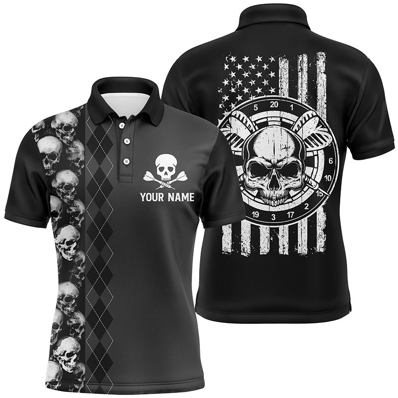 Black Grey Argyle Skull Darts Quarter-Zip American Flag Patriotic Women Darts