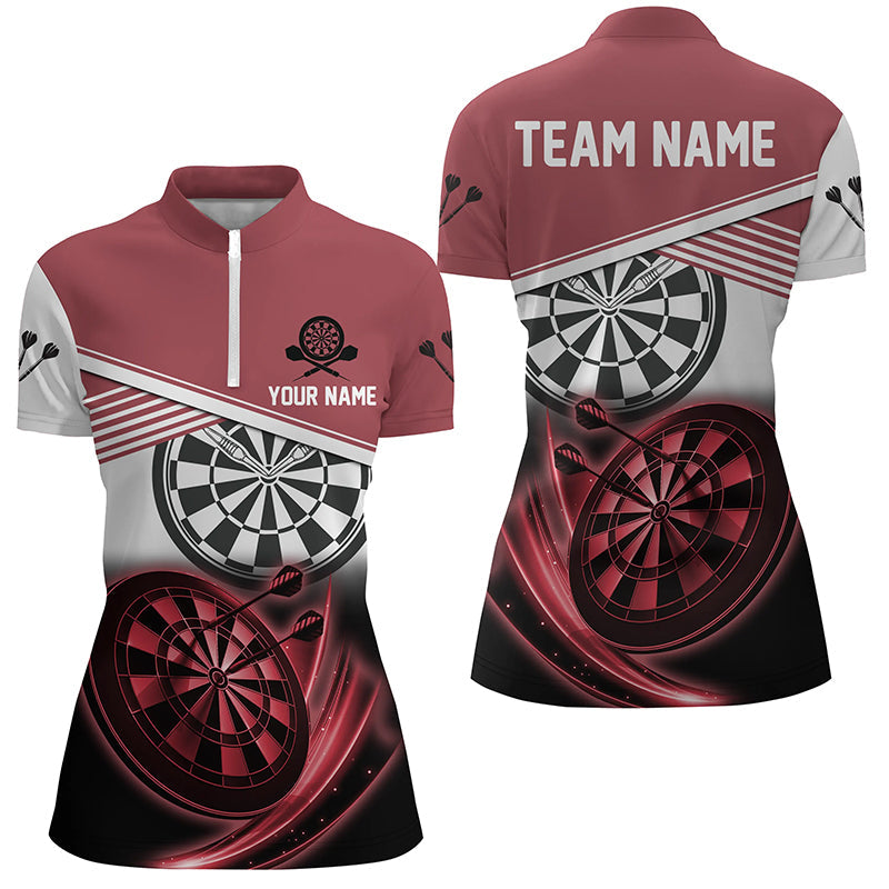 Personalized Red Black Dart Quarter-Zip Custom Cool Dart Team
