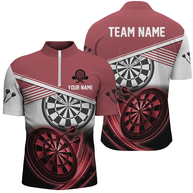Personalized Red Black Dart Quarter-Zip Custom Cool Dart Team