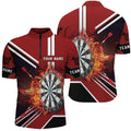 Black Red Flame Dartboard Quarter-Zip Custom Fire Darts Dart