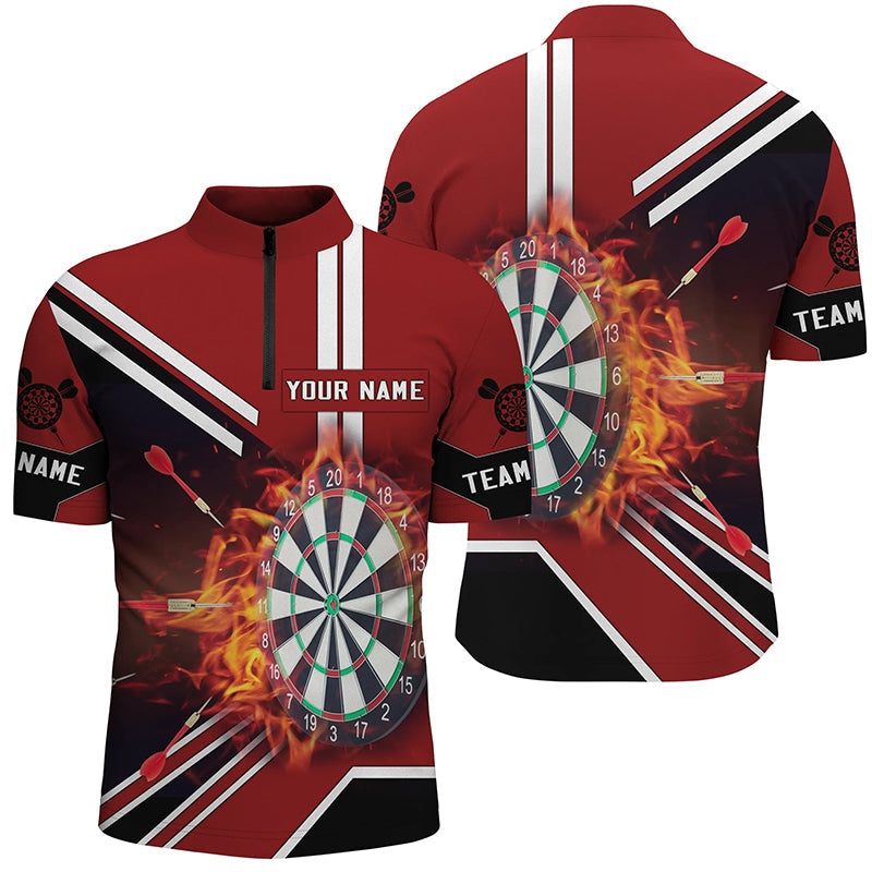 Black Red Flame Dartboard Quarter-Zip Custom Fire Darts Dart