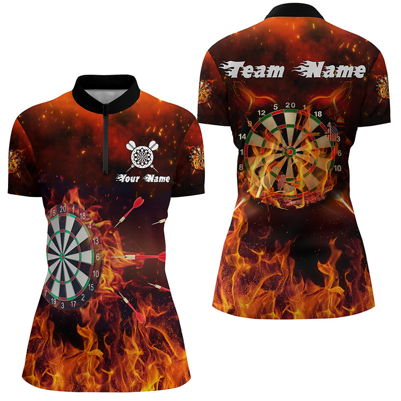 Personalized Darts Quarter-Zip Custom Fire Flame Darts Dart