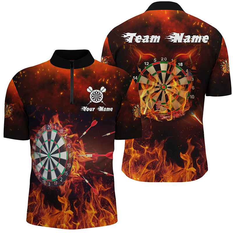 Personalized Darts Quarter-Zip Custom Fire Flame Darts Dart