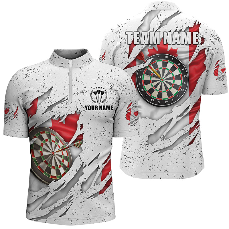 Canada Flag Grunge Darts Quarter-zip Custom Patriotic Dart