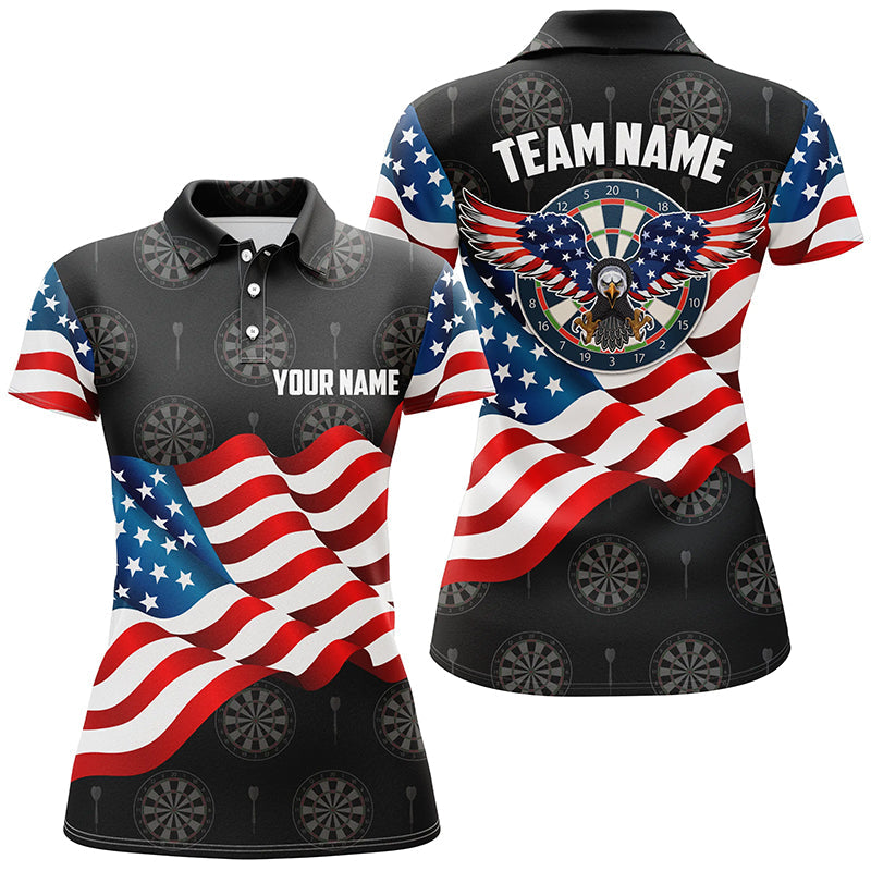 Waving American Flag Darts Quarter-Zip Custom Eagle Patriotic Darts