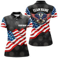 Waving American Flag Darts Quarter-Zip Custom Eagle Patriotic Darts