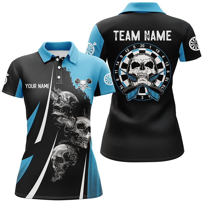 Skull Strike Personalized Darts Quarter-zip Black Blue Skull Dart