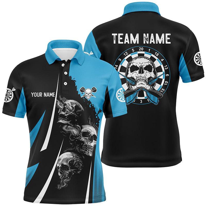 Skull Strike Personalized Darts Quarter-zip Black Blue Skull Dart