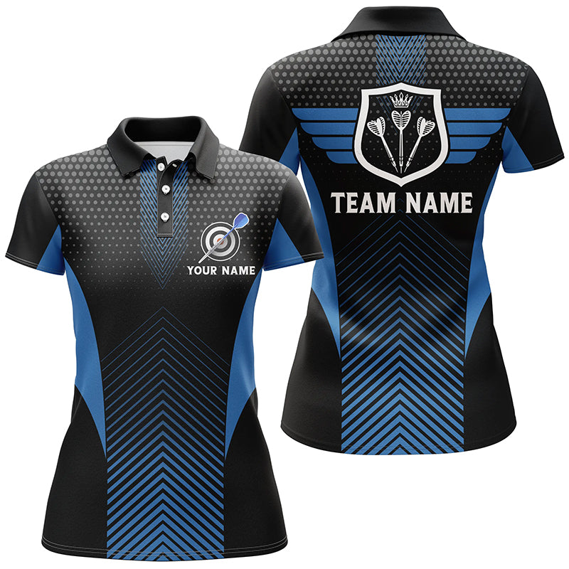 Black Blue Geometric Darts Quarter-Zip Custom Cool Darts Dart