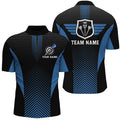 Black Blue Geometric Darts Quarter-Zip Custom Cool Darts Dart