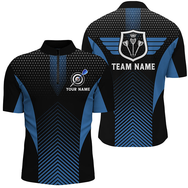 Black Blue Geometric Darts Quarter-Zip Custom Cool Darts Dart