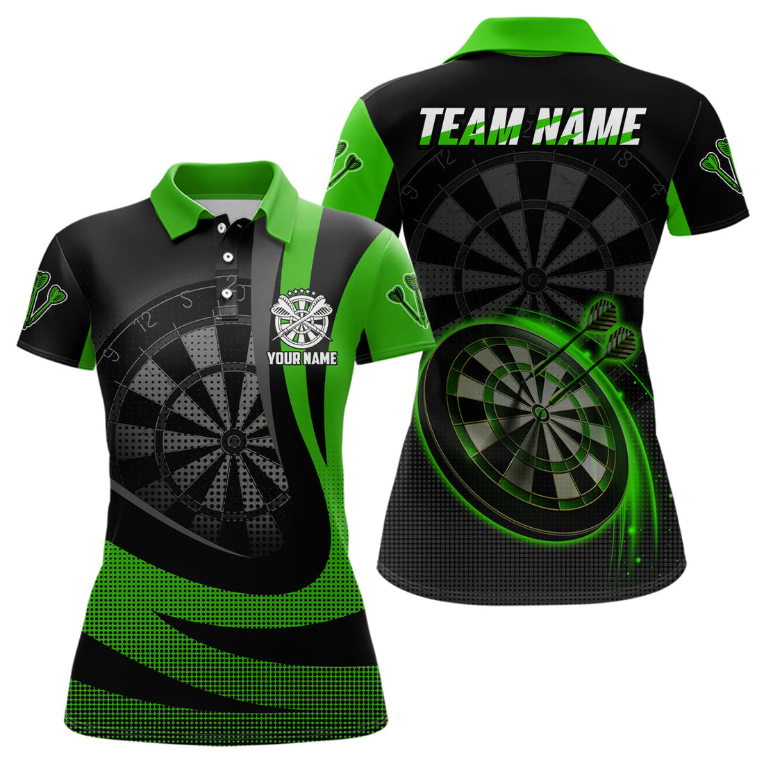 Personalized Black Green 3D Darts Custom Cool Dart Team