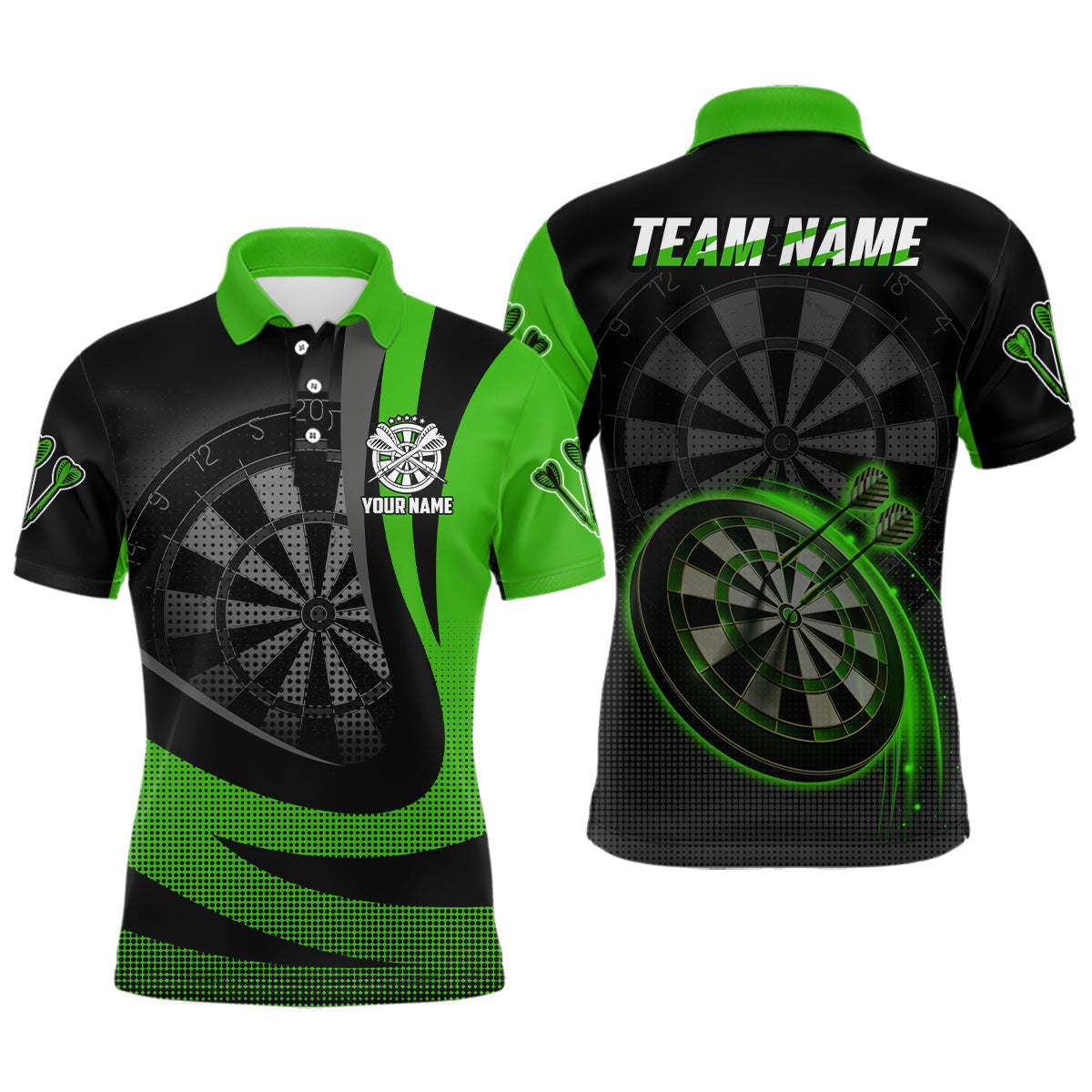 Personalized Black Green 3D Darts Custom Cool Dart Team