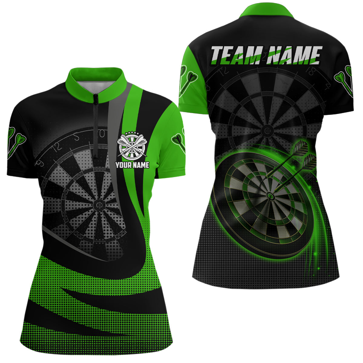 Personalized Black Green 3D Darts Custom Cool Dart Team