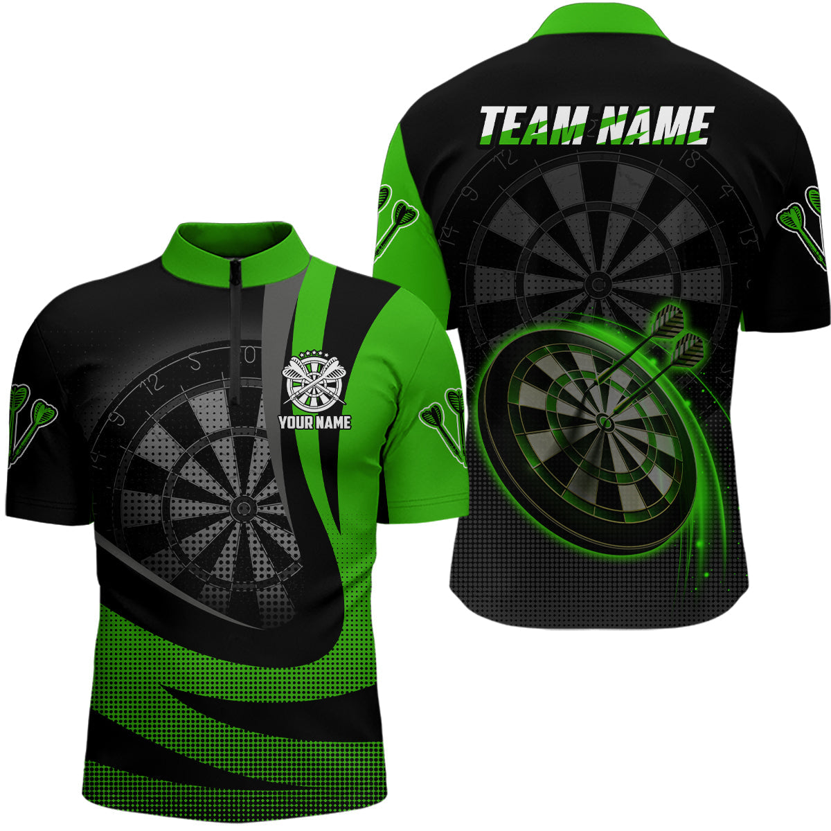 Personalized Black Green 3D Darts Custom Cool Dart Team