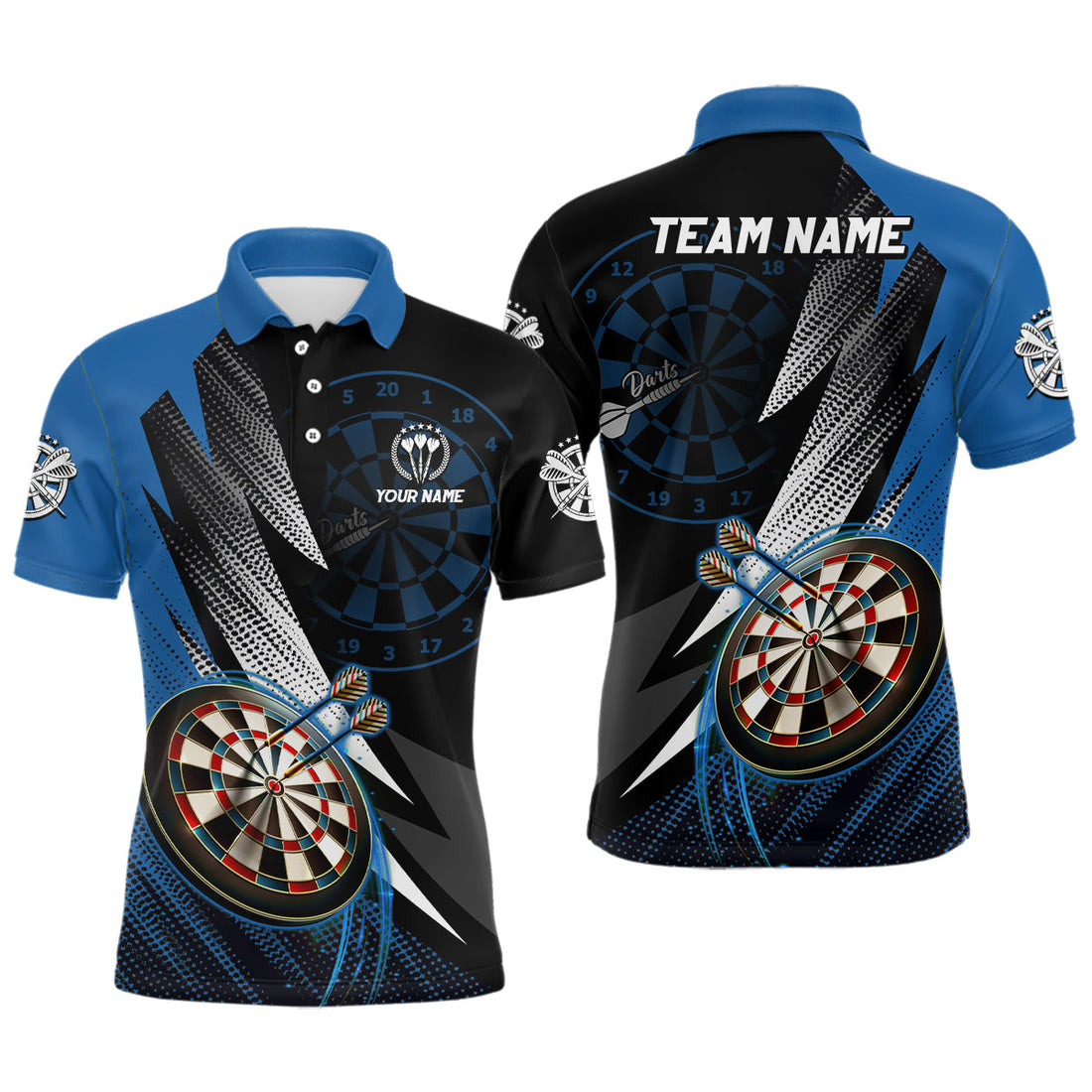 Personalized Black Blue Darts Custom Dart Team