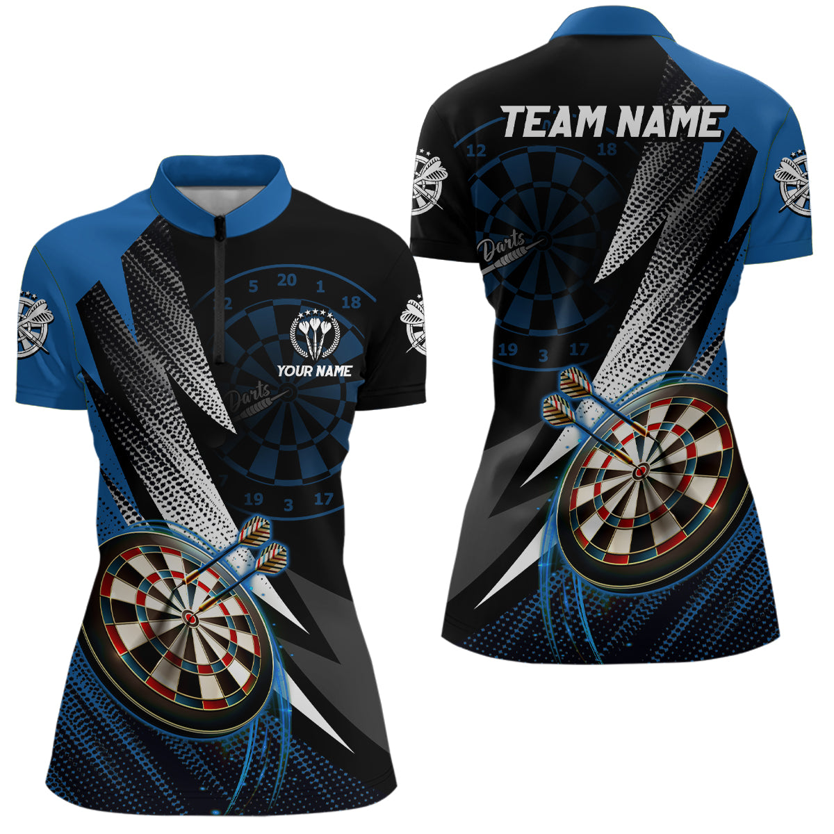 Personalized Black Blue Darts Custom Dart Team
