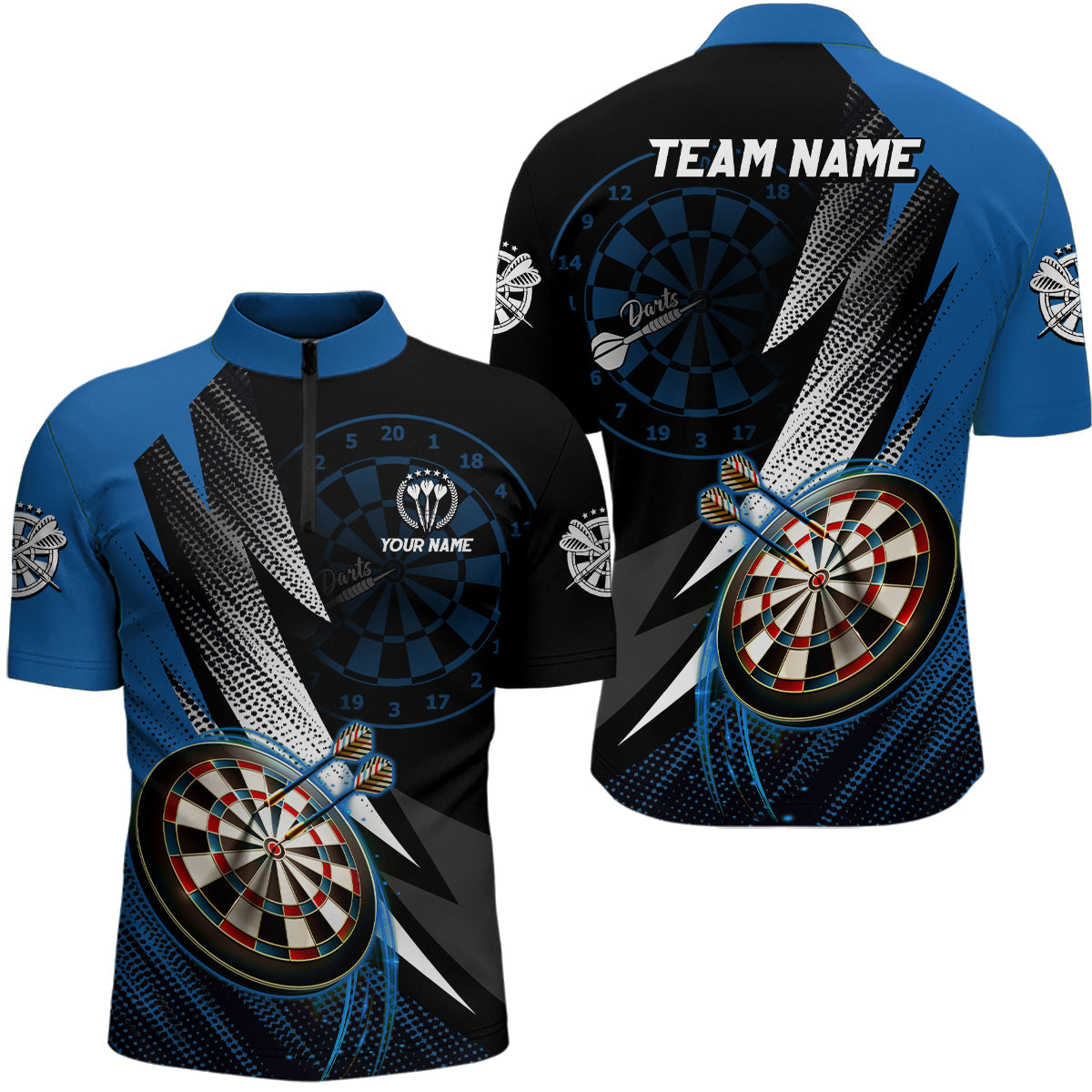 Personalized Black Blue Darts Custom Dart Team