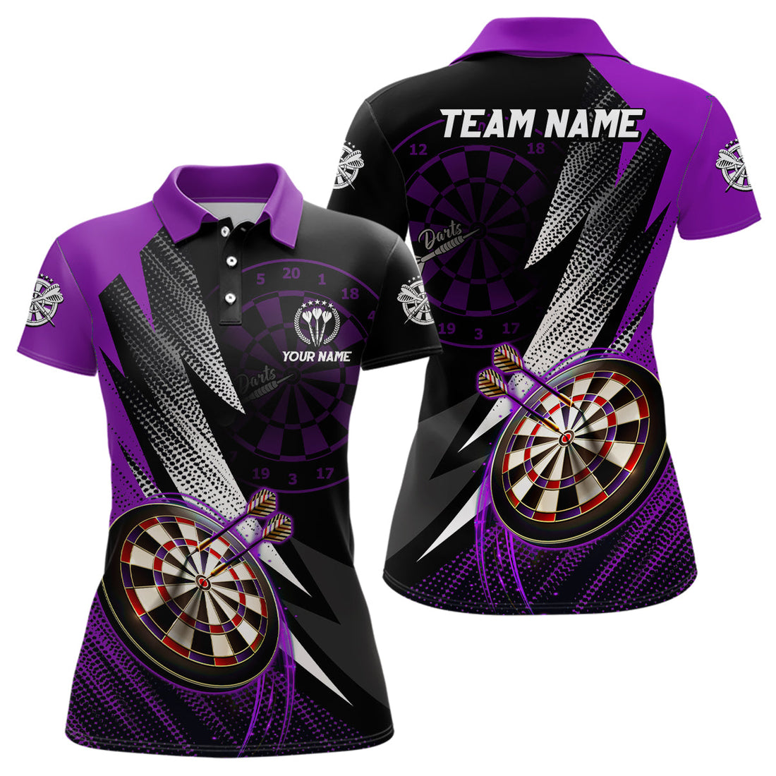 Personalized Black Purple Darts Custom Darts Team