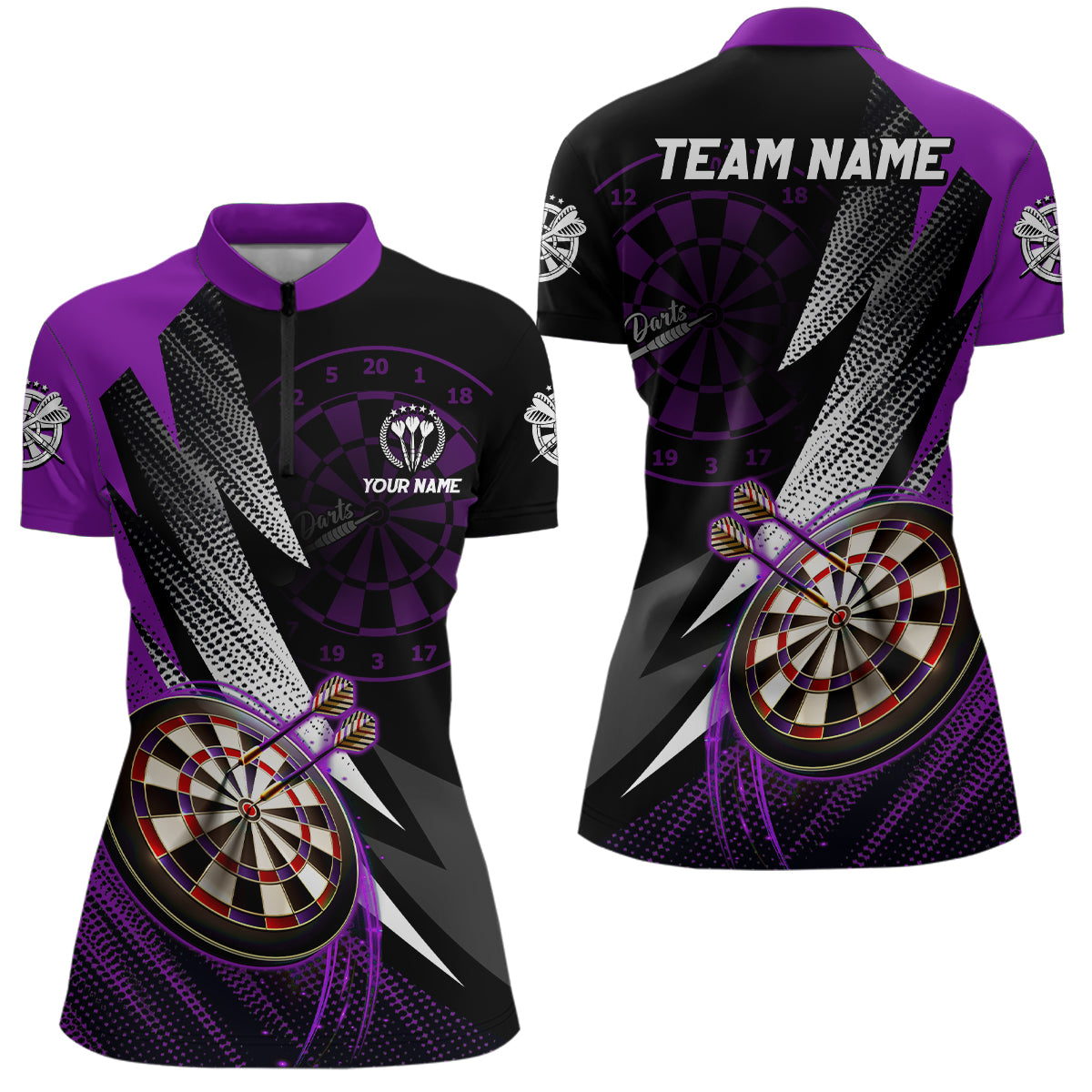 Personalized Black Purple Darts Custom Darts Team