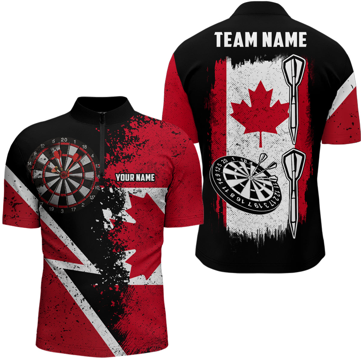Retro Canada Flag Darts Quarter-zip Custom Patriot Darts Dart