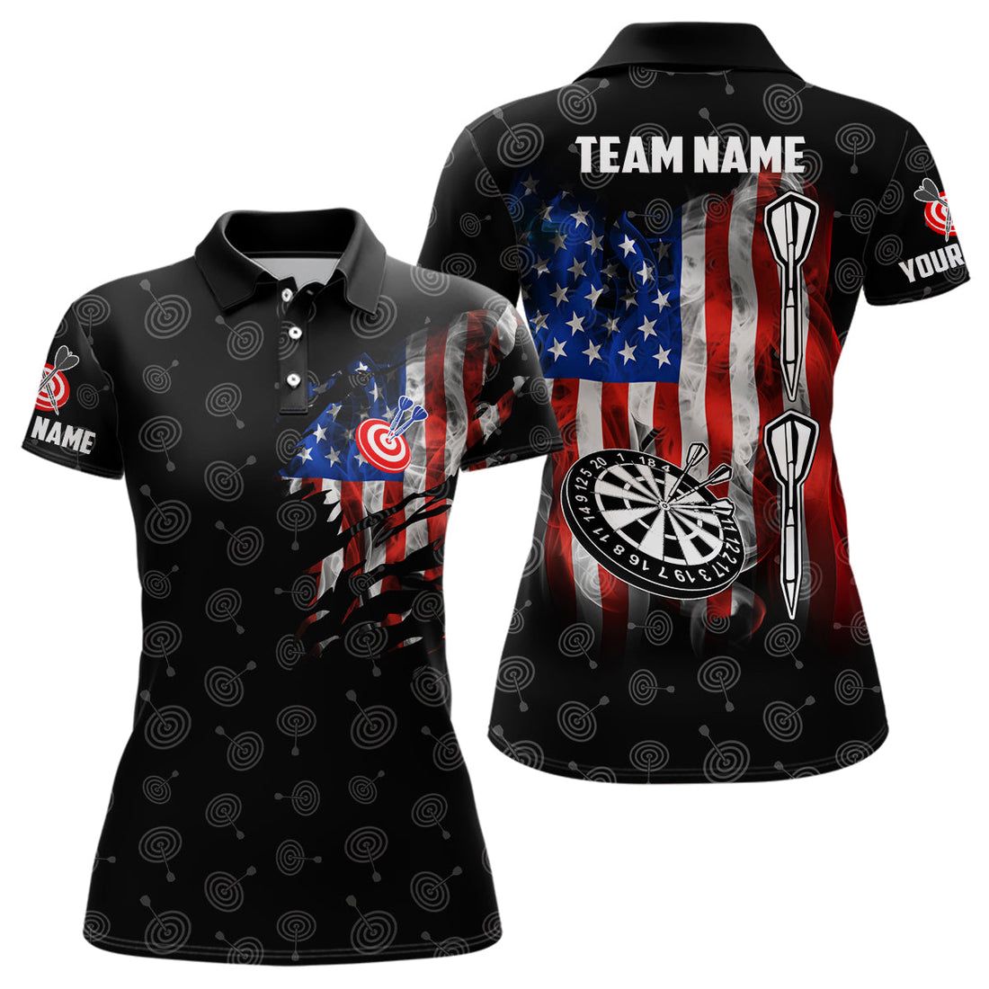 Smoke American Flag Darts Quarter-Zip Custom Patriotic Women Darts Dart