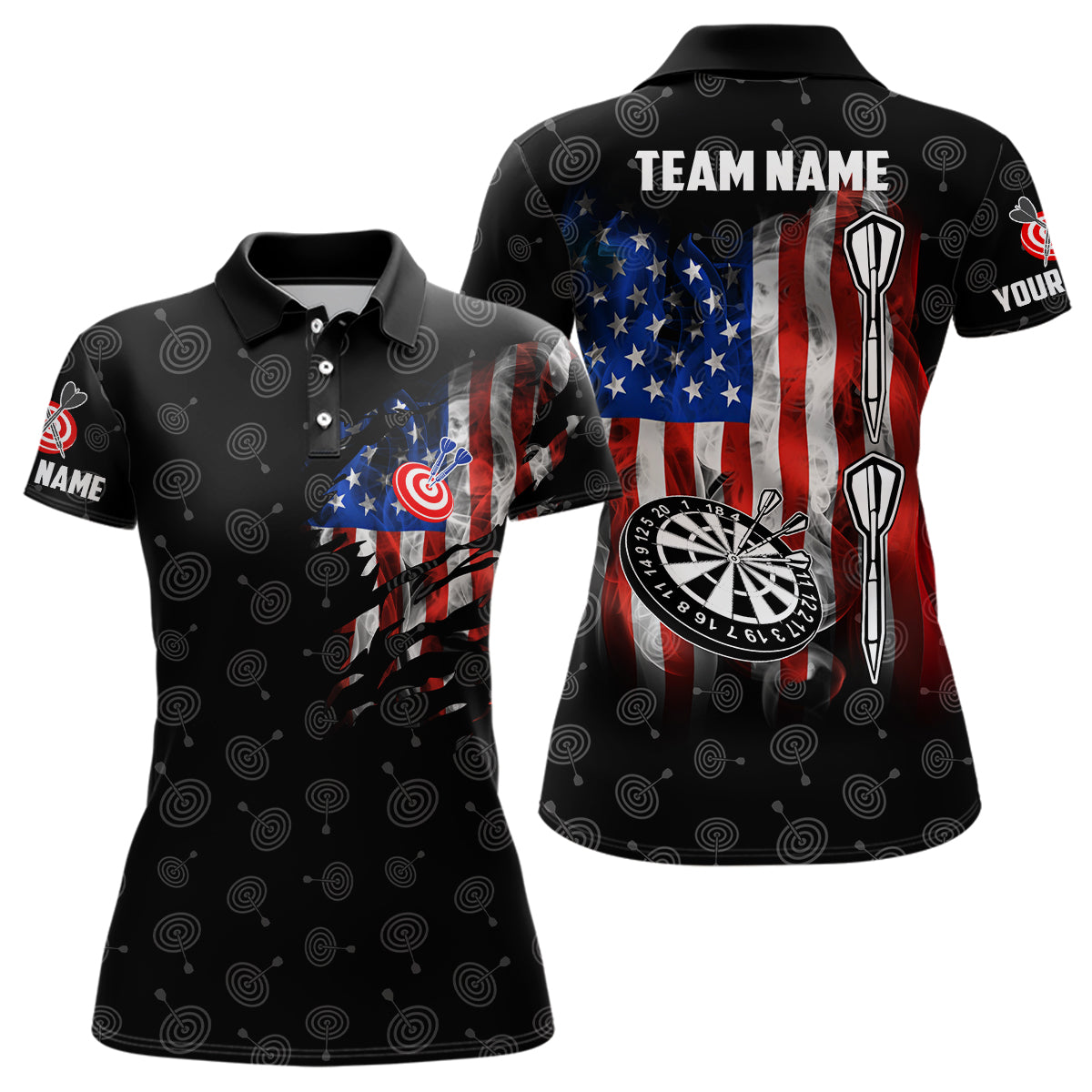 Smoke American Flag Darts Quarter-Zip Custom Patriotic Women Darts Dart