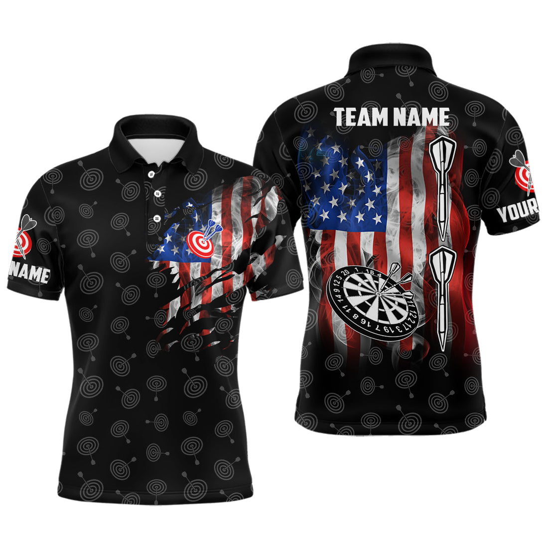 Smoke American Flag Darts Quarter-Zip Custom Patriotic Women Darts Dart