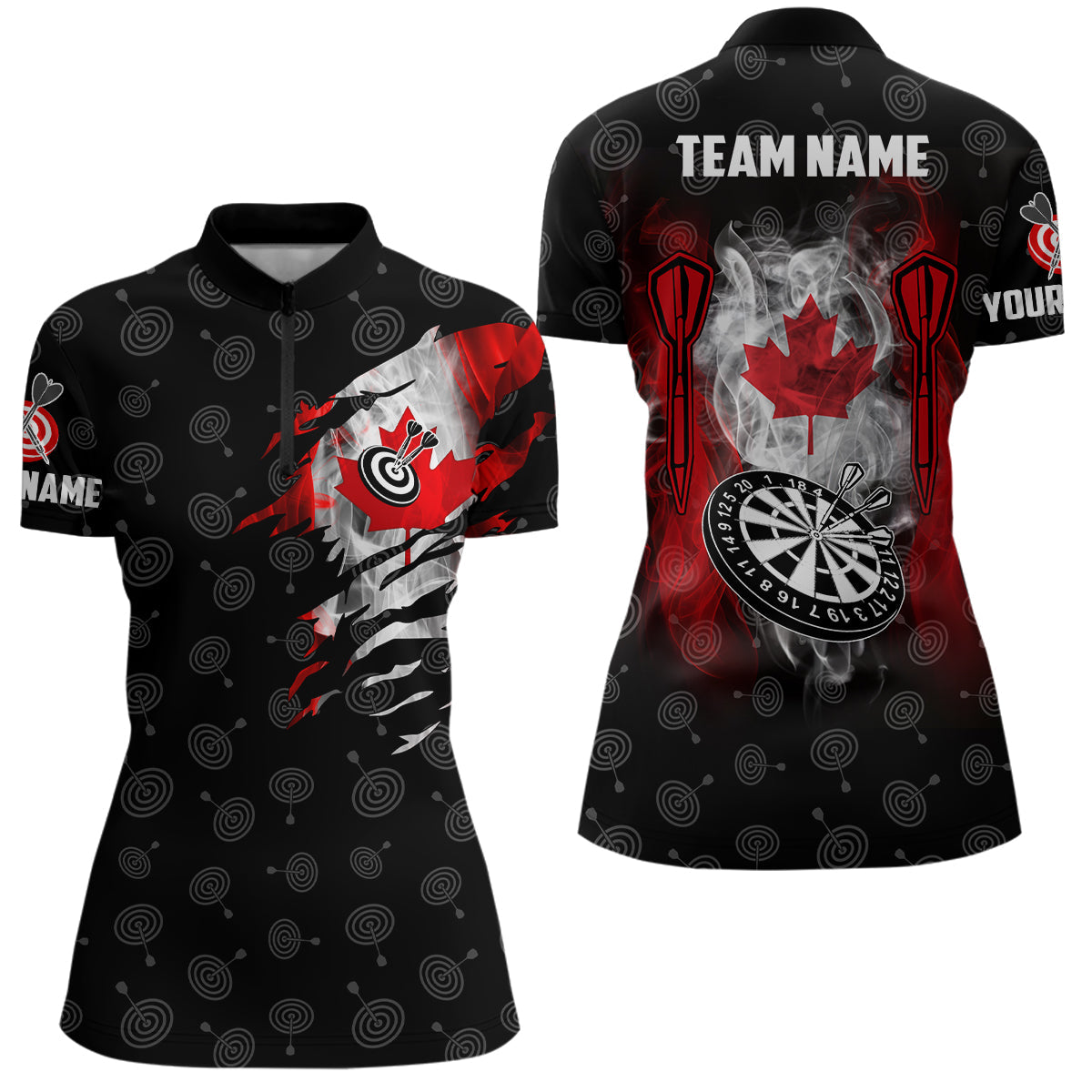 Smoke Canada Flag Darts Quarter-Zip Custom Patriotic Darts Dart