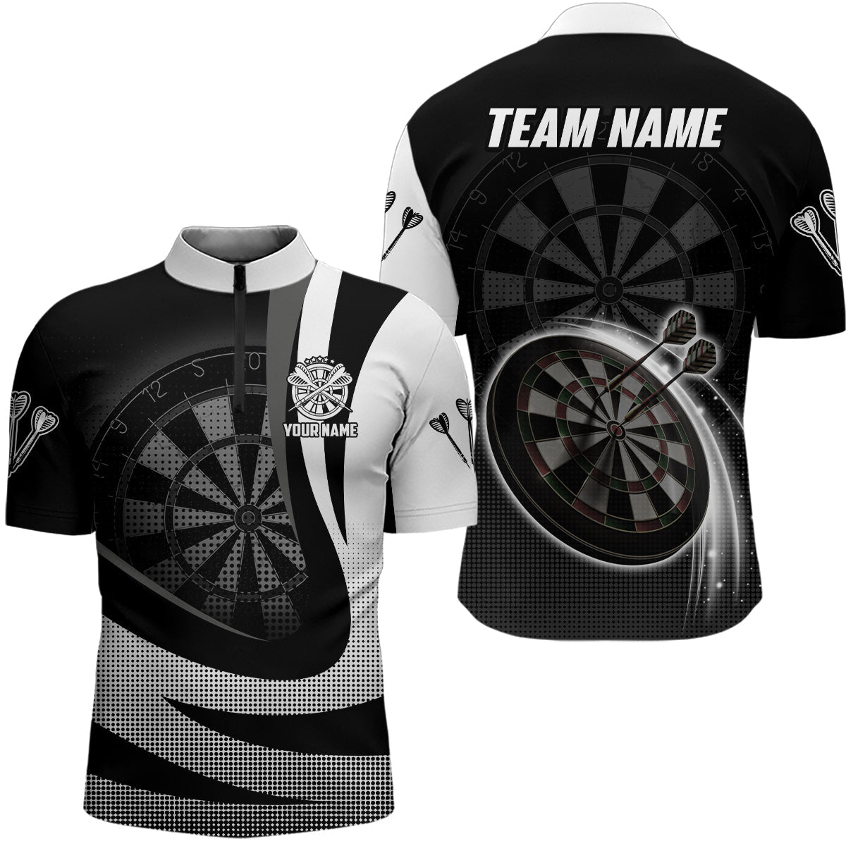 Personalized Black White Darts Custom Cool Darts Team
