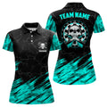 Personalized All Over Print Skull Dart Quarter-zip Turquoise Black Women Dart