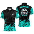 Personalized All Over Print Skull Dart Quarter-zip Turquoise Black Women Dart